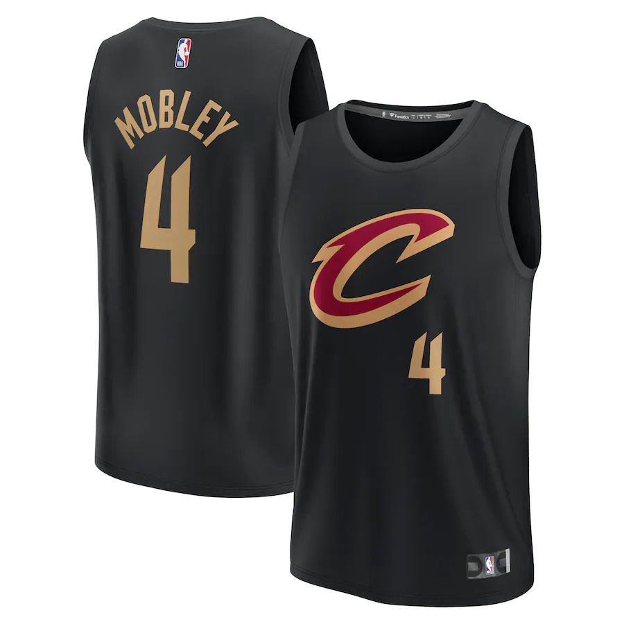 Men Cleveland Cavaliers 4 Evan Mobley Fanatics Branded Black Statement Edition 2022-23 Fast Break Replica Player NBA Jersey